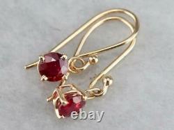 2Ct Round Cut Simulated Red Ruby Solitaire Earring 14K Yellow Gold Plated