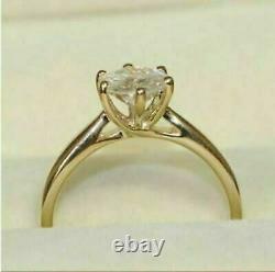 2Ct Round-Cut VVS1 Diamond Solitaire Engagement Ring Solid 14K Yellow Gold