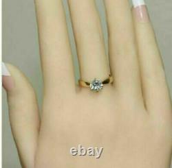 2Ct Round-Cut VVS1 Diamond Solitaire Engagement Ring Solid 14K Yellow Gold