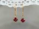 2ct Round Red Garnet Solitaire Drop Dangle Hook Earrings 14k Yellow Gold Over