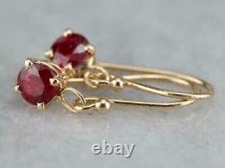 2Ct Round Red Garnet Solitaire Drop Dangle Hook Earrings 14K Yellow Gold Over