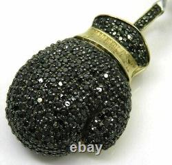 2Ct Round Simulated Black Spinel Boxing Gloves Pendant 14k Yellow Gold Plated