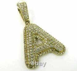 2Ct Round Simulated Moissanite Initial Letter A Pendant 14k Yellow Gold Plated