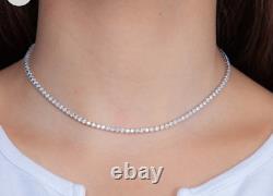 2MM Round Cut Genuine Moissanite Women Tennis Necklace Solid 925 Sterling Silver