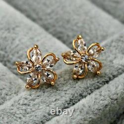 2.00Ct Marquise Simulated Moissanite Flower Stud Earrings 14K Yellow Gold Plated
