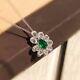 2.00ct Pear Cut Simulated Green Emerald Halo Pendant 14k White Gold Plated