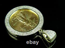 2.00Ct Round Cut Diamond Lady Liberty Coin Pave Pendant 14K Yellow Gold Finish