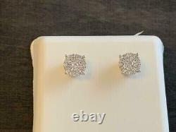 2.00Ct Round Cut Real Moissanite Cluster Stud Earrings 14K Yellow Gold Plated Fn