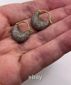 2.00Ct Round Cut Simulated Diamond Huggie Hoop Earrings 14K Two Tone Gold Plated