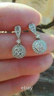 2.00Ct Round Cut Simulated Diamond Pretty Drop Earrings In 14k White Gold Plated
