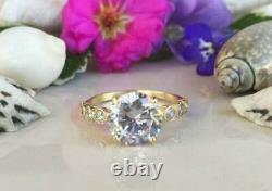 2.00Ct Round Cut VVS1/D Diamond Solitaire Engagement Ring 14K Yellow Gold Finish