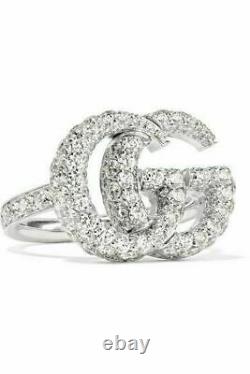 2.00Ct Round-Cut VVS1 Diamond Gucci G Engagement Ring 14K White Gold Finish