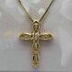 2.00ct Simulated Diamond Cross Pendant 925 Silver Gold Plated For Women's