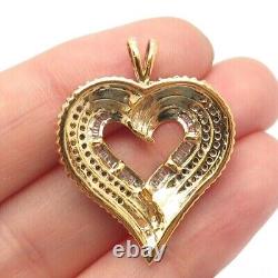 2.00 Ct Baguette Cut Simulated Diamond Open Heart Pendant 14k Yellow Gold Plated