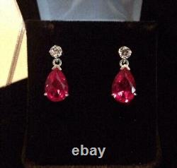 2.00 Ct Pear Lab-Created Ruby Women's Drop/Dangle Earring 14K Yellow Gold Plated