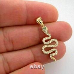 2.00 Ct Round Cut Lab Created Diamond Snake Pendant Chain 14k Yellow Gold Finish