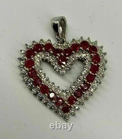2.00 Ct Round Cut Lab Created Red Ruby Pendant With Chain 14k White Gold Finish