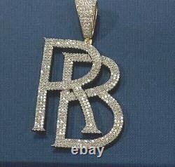 2.0Ct Round Simulated Diamond Unisex Letter Charm Pendant 14k Yellow Gold Plated