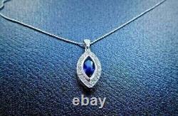 2.10CT Marquise Cut Simulated Blue Sapphire Women's Pendant14k White Gold Plated