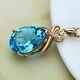 2.10ct Pear Cut Simulated Topaz Necklace Chain Pendant 18925 Silver Gold Plated
