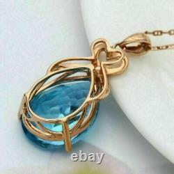 2.10Ct Pear Cut Simulated Topaz Necklace Chain pendant 18925 Silver Gold Plated