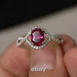 2.15Ct Oval Cut Ruby Fancy Pretty Lab-Created Woman's Ring 14K White Gold Plated