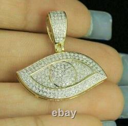 2.20Ct Round Cut Diamond Evil Eye Charm Pendant For Men's 14k Yellow Gold Over