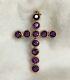 2.20ct Round Cut Simulated Purple Amethyst Cross Pendant In 14k Rose Gold Plated