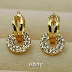 2.20Ct Round Cut VVS1/D Diamond Stud Earrings 14KYellow Gold Finish