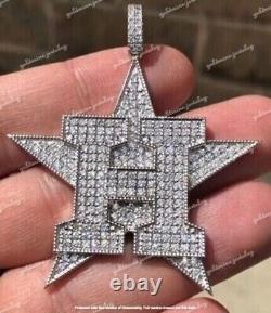 2.20Ct Round Simulated Moissanite Star Letter H Pendant 14k White Gold Plated