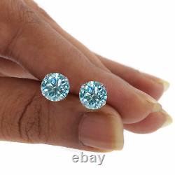 2.21 Ct Round Brilliant Cut Moissanite Studs Earrings 14k White Gold Certified