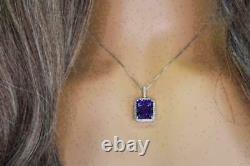 2.30Ct Emerald Cut Simulated Amethyst Solitaire Pendant 14K White Gold Plated