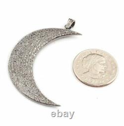 2.35 Ct Round Simulated Diamond Moon Pendant With 18 Free Chain White Gold Plated