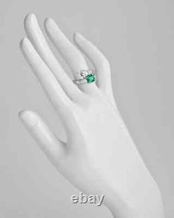 2.50CT Emerald & CZ Women's Fashion Jewelry Ring In 935 Argentium Silver