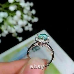 2.50CT Round Cut Blue Diamond Halo Engagement Wedding Ring 14K White Gold Finish