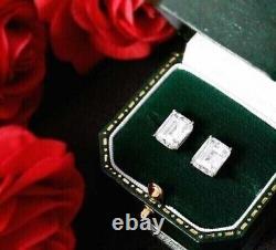 2.50Ct Emerald Cut Lab-Created Diamond Stud Earring 14K White Gold Finish