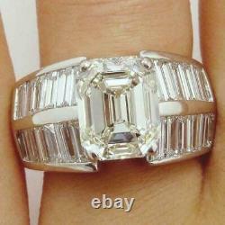 2.50Ct Emerald Cut Simulated Diamond Men's Engagement Ring 14k White Gold Finish