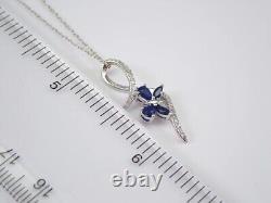 2.50Ct Pear Cut Simulated Sapphire Women's Wedding Pendant 14K White Gold Plated