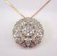 2.50ct Round Cut Moissanite Women's Cluster Pendant Chain 14k Yellow Gold Plated