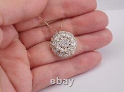 2.50Ct Round Cut Moissanite Women's Cluster Pendant Chain 14K Yellow Gold Plated