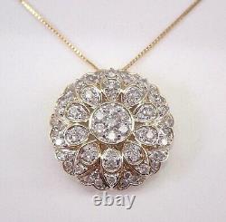2.50Ct Round Cut Moissanite Women's Cluster Pendant Chain 14K Yellow Gold Plated