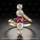 2.50ct Round Cut Red Ruby Victorian Style Engagement Ring 14k Yellow Gold Finish