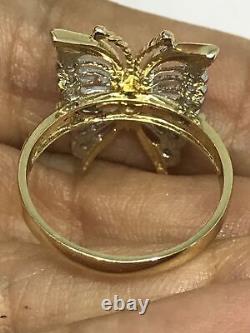 2.50Ct Round Cut Simulated Diamond Butterfly Ring 14K YellowithWhite Gold Finish