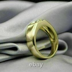 2.50Ct Round-Cut Simulated Diamond Men's Wedding Ring 14K Yellow Gold Finish