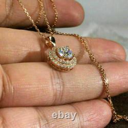 2.50Ct Round Cut Simulated Moissanite Pendant 14K Yellow Gold Plated Free Chain