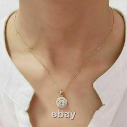2.50Ct Round Cut Simulated Moissanite Pendant 14K Yellow Gold Plated Free Chain