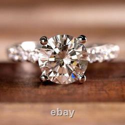 2.50Ct Round-Cut VVS1 Diamond Solitaire Engagement Ring Solid 14K White Gold