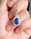 2.50 Ct Oval Cut Simulated Sapphire Halo Pendant 14k Yellow Gold Plated 18chain
