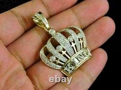2.50 Ct Round Cut Moissanite Women's Crown Charm Pendant 14K Yellow Gold Plated