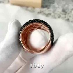 2.50 Ct Round Cut Simulated Black Diamond Men's Band Ring 14k Rose Gold Plated